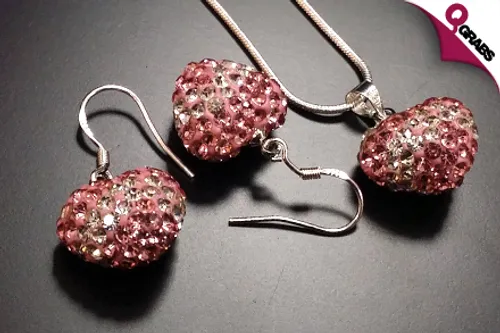 From QR29 Shine On with Rhinestone Jewelry Sets - Choose from Globe Shape OR Heart Shape Pieces! (Up to QR178 Value)